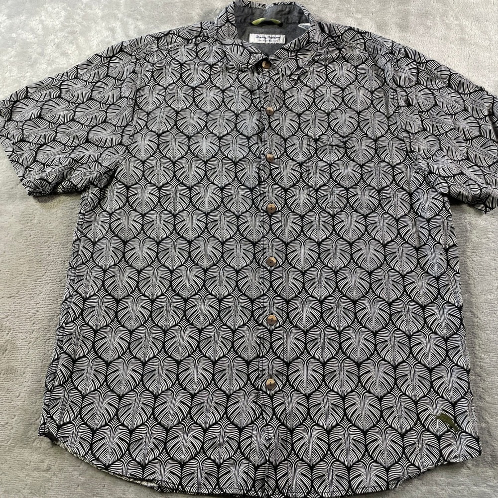 Tommy Bahama Shirt Veracruz Cay Mens Large‎ Black Hawaiian Tropical Resort Beach
